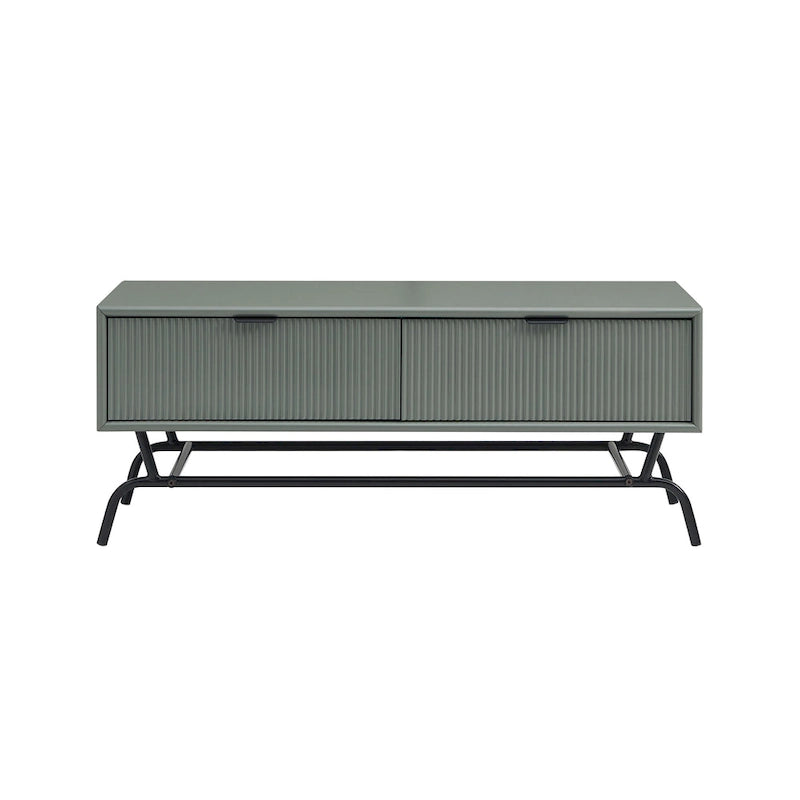 Table basse moderne DH BASIC de 42 pouces à 2 tiroirs avec pieds en métal, par Denhour