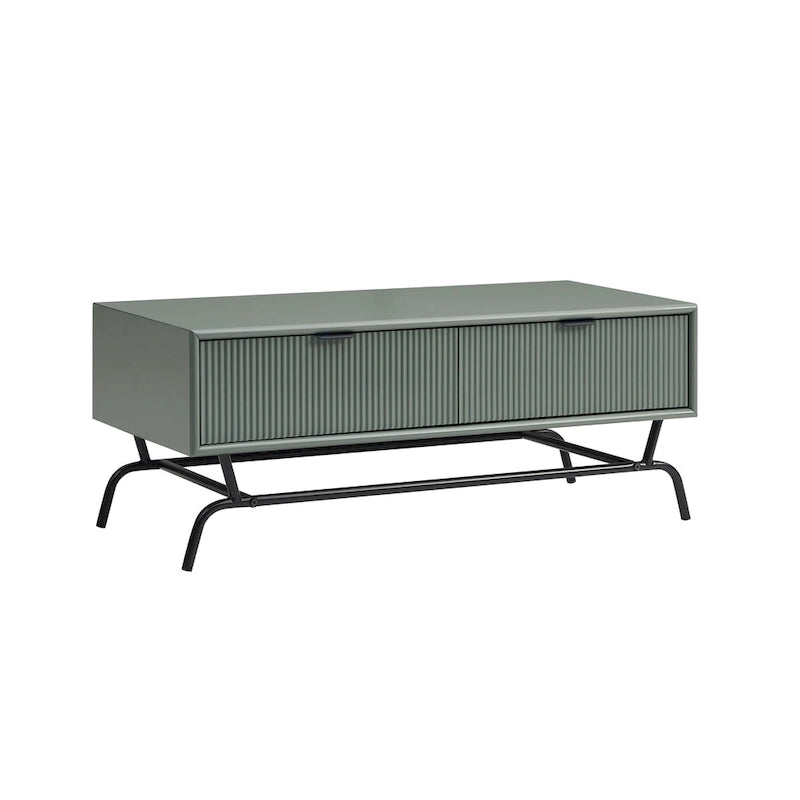 Table basse moderne DH BASIC de 42 pouces à 2 tiroirs avec pieds en métal, par Denhour