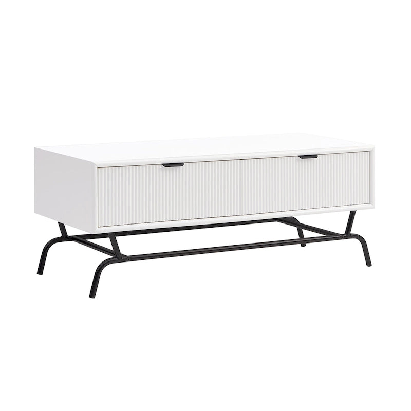 Table basse moderne DH BASIC de 42 pouces à 2 tiroirs avec pieds en métal, par Denhour