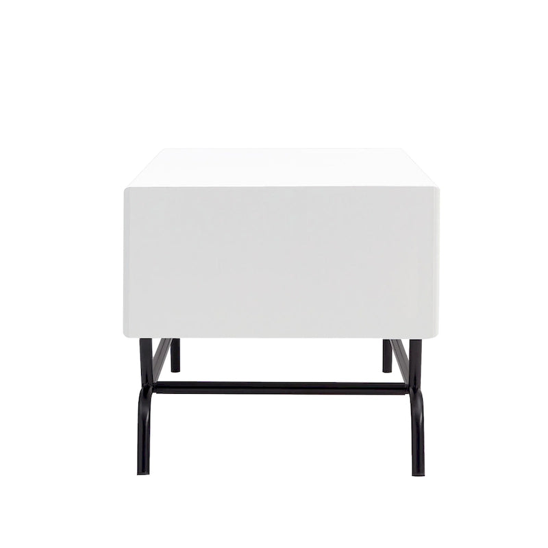 Table basse moderne DH BASIC de 42 pouces à 2 tiroirs avec pieds en métal, par Denhour