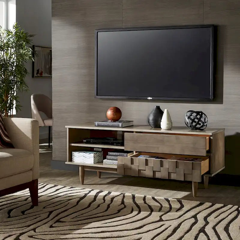 Kieran Mid-Century-TV-Schrank aus Holz mit 2 Schubladen von iNSPIRE Q Modern – 59 Zoll