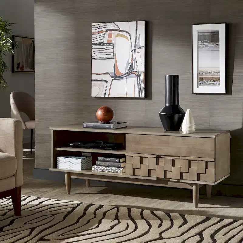 Kieran Mid-Century-TV-Schrank aus Holz mit 2 Schubladen von iNSPIRE Q Modern – 59 Zoll