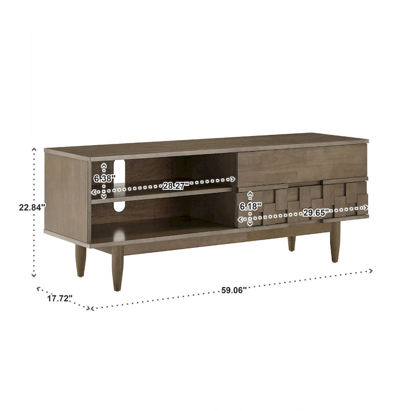Kieran Mid-Century-TV-Schrank aus Holz mit 2 Schubladen von iNSPIRE Q Modern – 59 Zoll