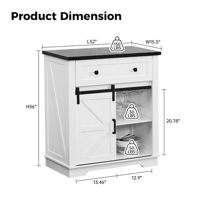 Buffetschrank als Kaffeebar im Landhausstil, Küchenbuffet und Sideboard für Esszimmer, Wohnzimmer und Eingangsbereich