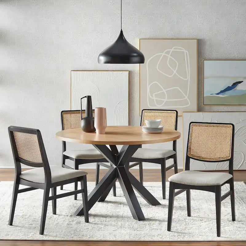 Lifestorey Gilcrest eetkamerstoelen met riet (set van 2)