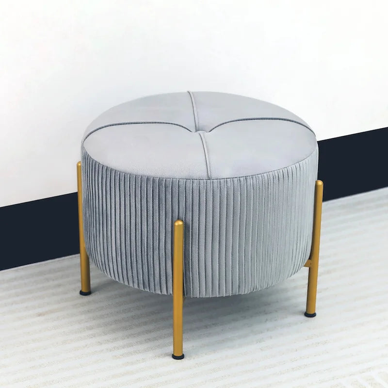 Pouf rond Adeco de 16.5 pouces, repose-pieds avec pieds en métal