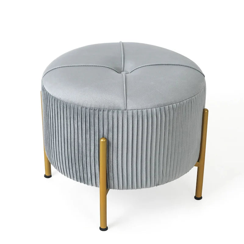Pouf rond Adeco de 16.5 pouces, repose-pieds avec pieds en métal