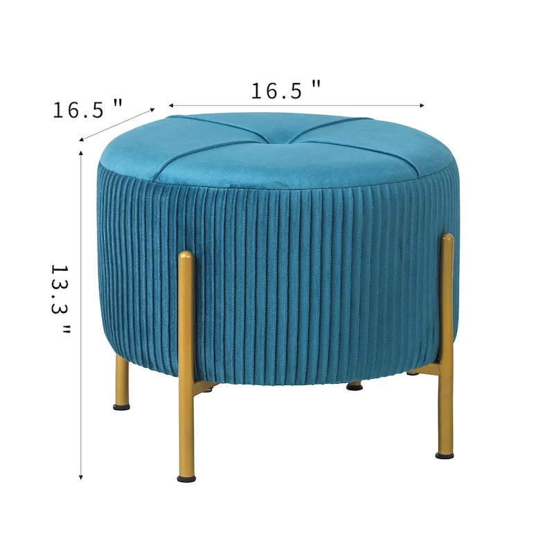 Pouf rond Adeco de 16.5 pouces, repose-pieds avec pieds en métal