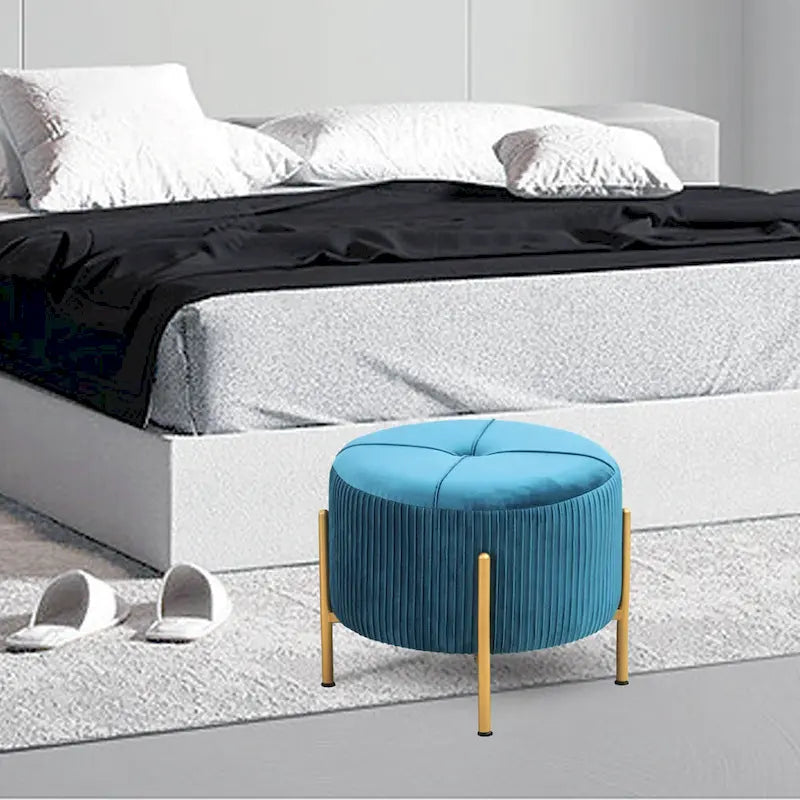 Pouf rond Adeco de 16.5 pouces, repose-pieds avec pieds en métal