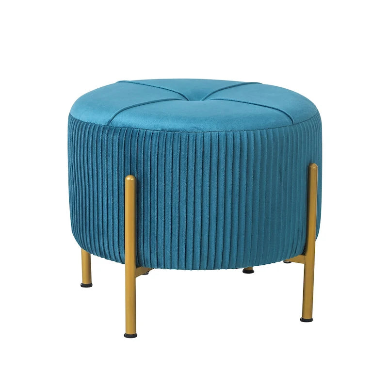 Pouf rond Adeco de 16.5 pouces, repose-pieds avec pieds en métal