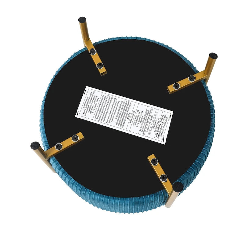 Pouf rond Adeco de 16.5 pouces, repose-pieds avec pieds en métal