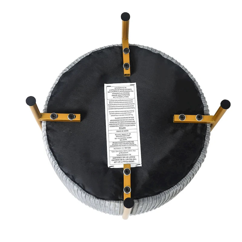 Pouf rond Adeco de 16.5 pouces, repose-pieds avec pieds en métal