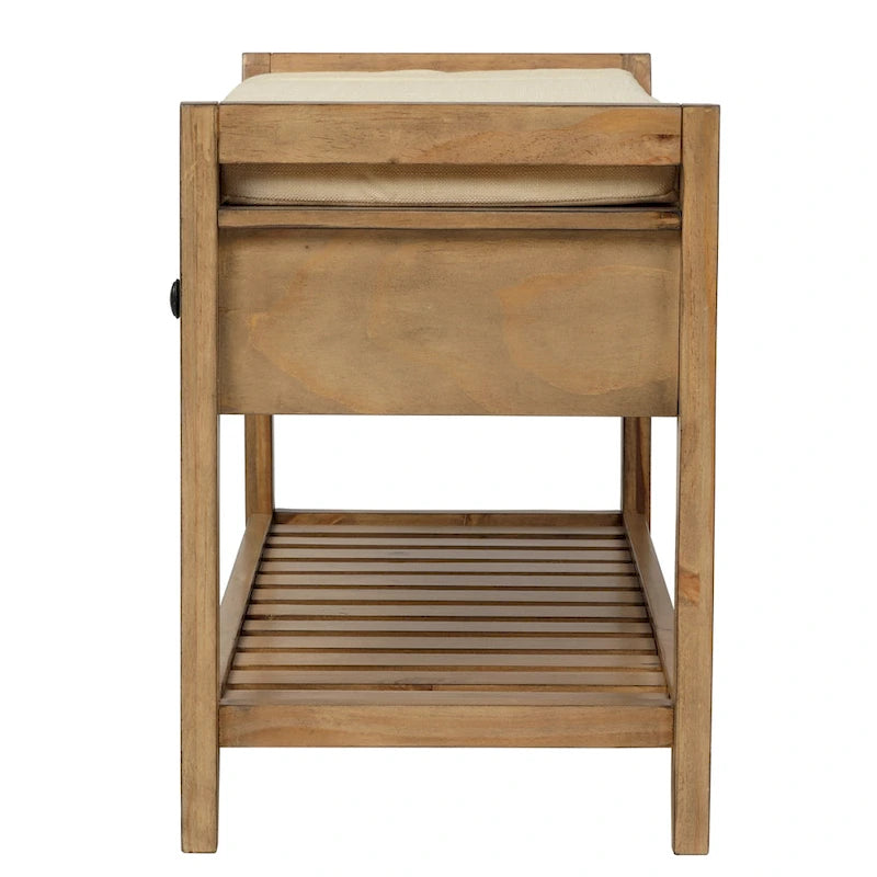Panca contenitore per ingresso con seduta imbottita e cassetti - 39L x 14W x 19.8H