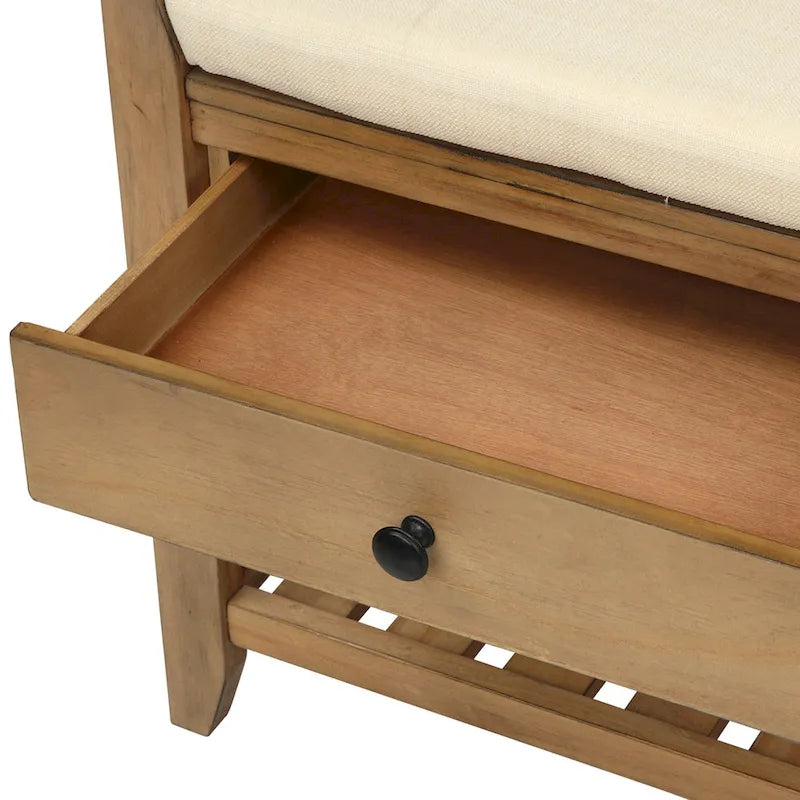 Panca contenitore per ingresso con seduta imbottita e cassetti - 39L x 14W x 19.8H