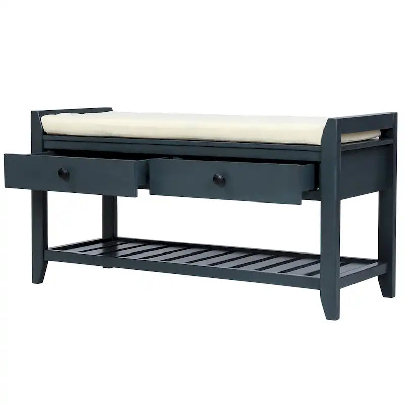 Panca contenitore per ingresso con seduta imbottita e cassetti - 39L x 14W x 19.8H