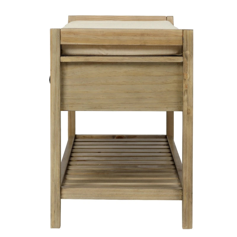 Panca contenitore per ingresso con seduta imbottita e cassetti - 39L x 14W x 19.8H