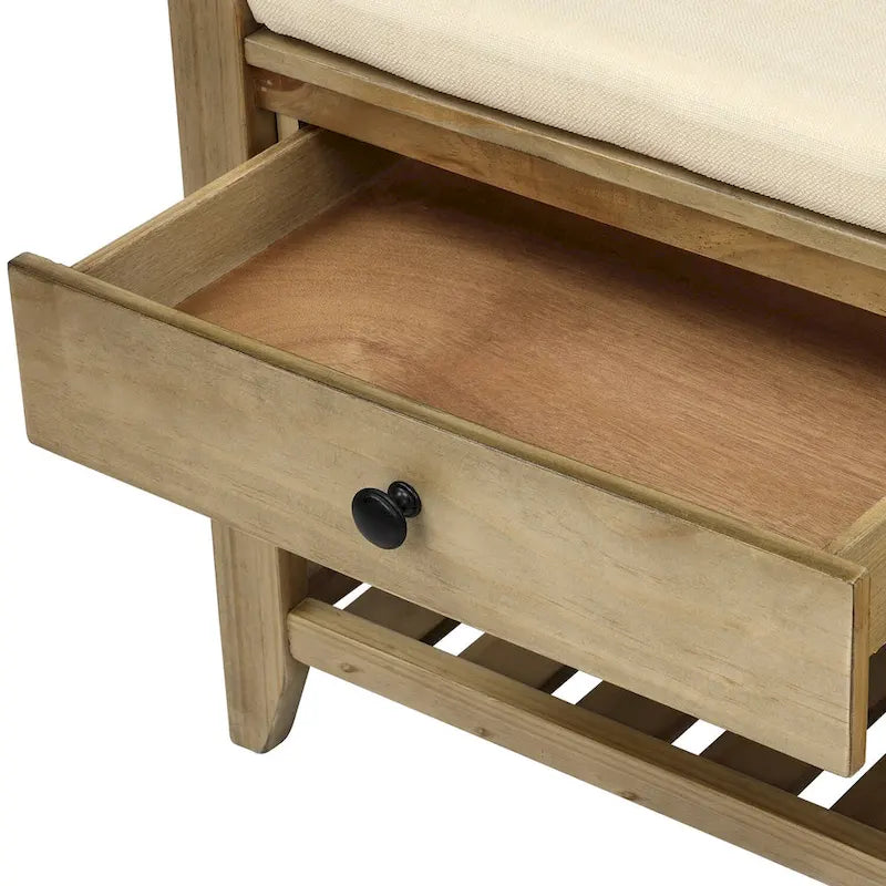Panca contenitore per ingresso con seduta imbottita e cassetti - 39L x 14W x 19.8H