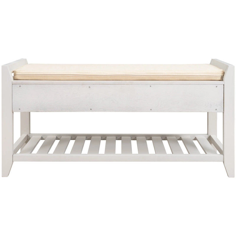 Panca contenitore per ingresso con seduta imbottita e cassetti - 39L x 14W x 19.8H