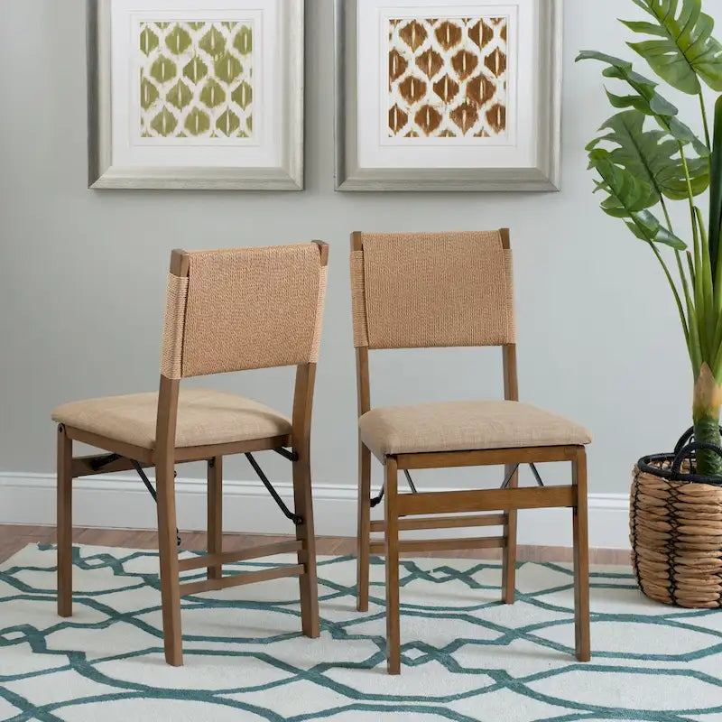 Ensemble de 2 chaises de salle à manger pliantes Imperial en bois et corde