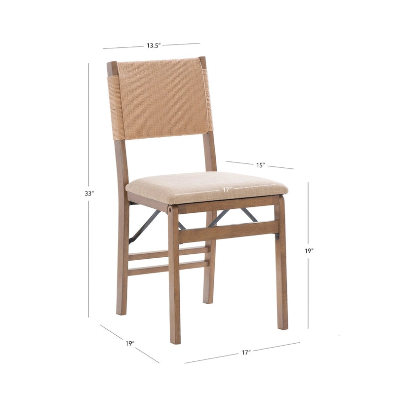 Ensemble de 2 chaises de salle à manger pliantes Imperial en bois et corde