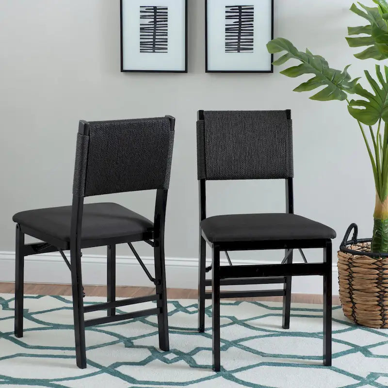 Ensemble de 2 chaises de salle à manger pliantes Imperial en bois et corde