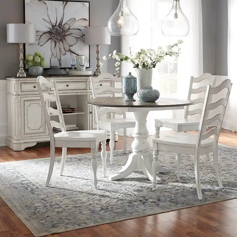 Magnolia Manor antik fehér, koptatott felületű, 5 részes, lehajtható lapú készlet