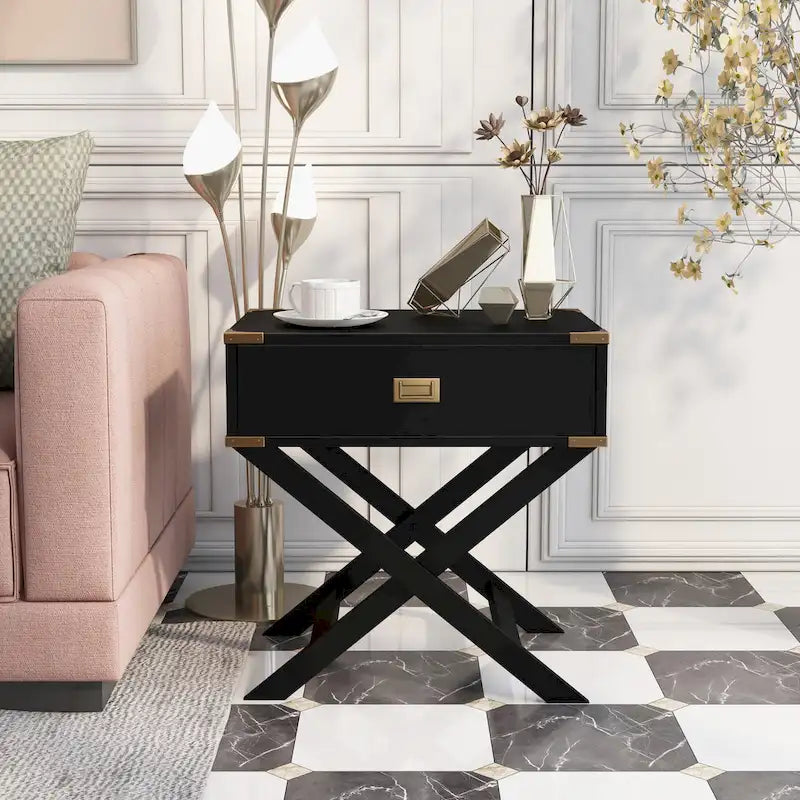 Yore kortárs, 24 hüvelykes, tömörfa, 1 fiókos oldalasztal a Furniture of Americától