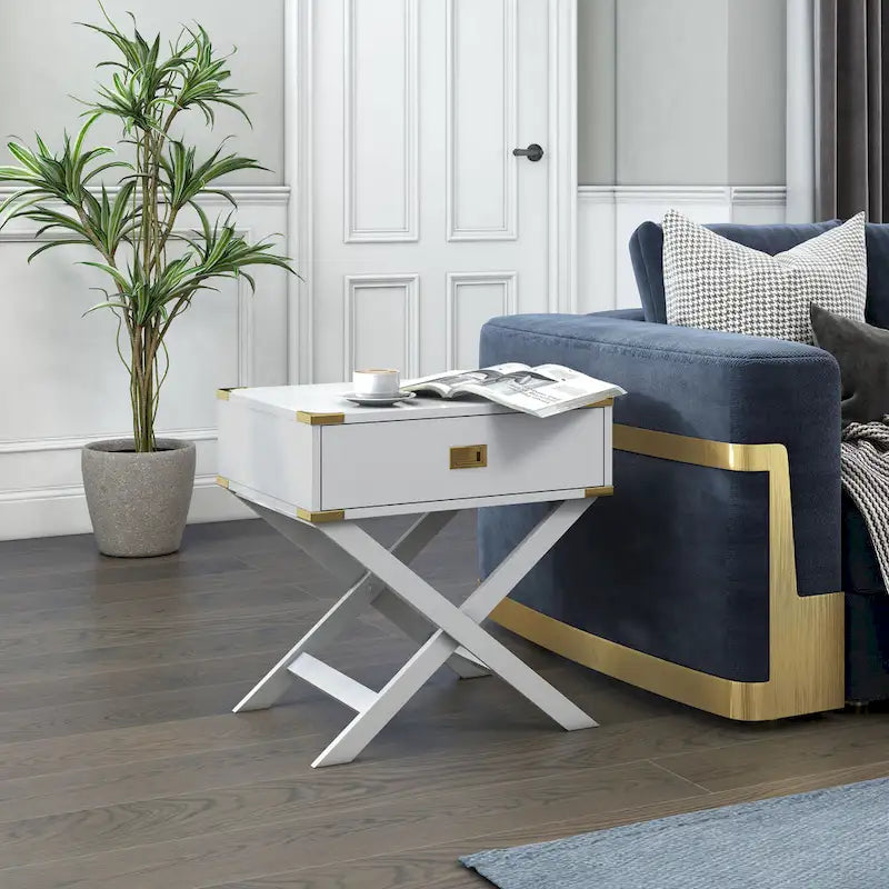 Yore kortárs, 24 hüvelykes, tömörfa, 1 fiókos oldalasztal a Furniture of Americától