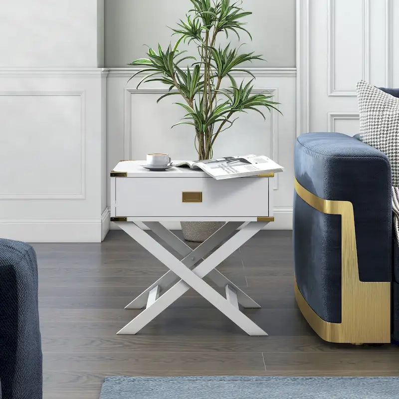 Yore kortárs, 24 hüvelykes, tömörfa, 1 fiókos oldalasztal a Furniture of Americától