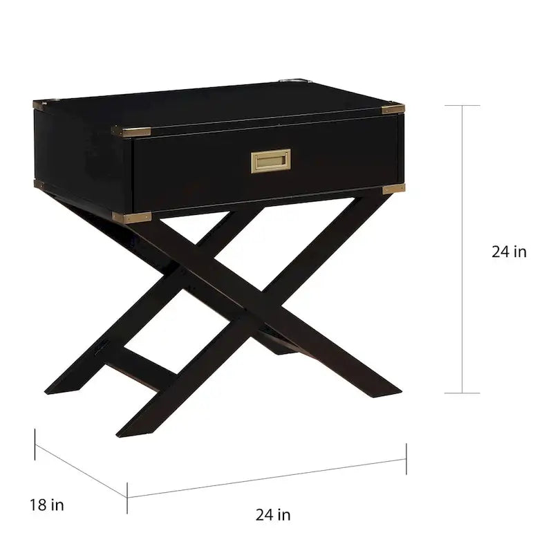 Yore kortárs, 24 hüvelykes, tömörfa, 1 fiókos oldalasztal a Furniture of Americától