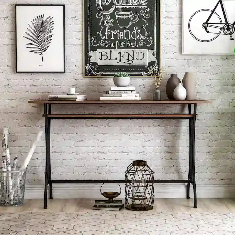 DH BASIC industriële tafel van 60 inch met metalen blad op counterhoogte en 1 plank, van Denhour