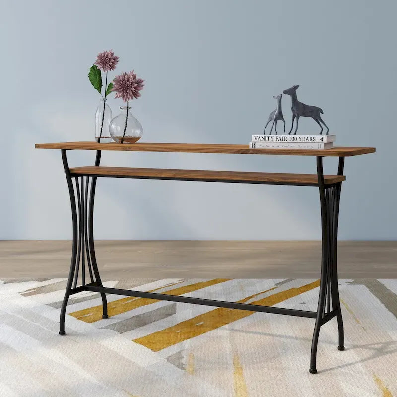 DH BASIC industriële tafel van 60 inch met metalen blad op counterhoogte en 1 plank, van Denhour