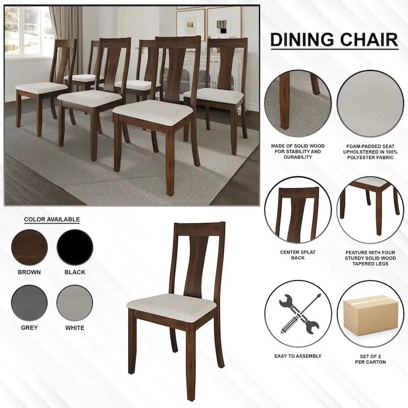 CraftPorch Esszimmerstühle aus Holz im Vintage-Stil (2er-Set) – N/A
