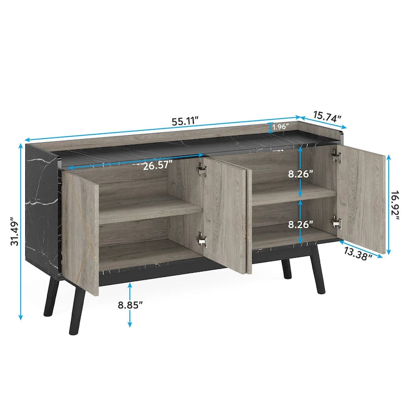 Küchen-Sideboard, Buffetschrank und Buffet-Tisch mit Stauraum