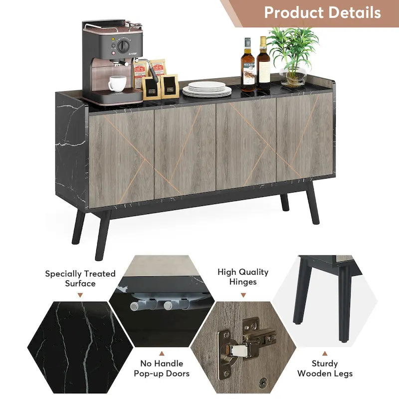 Küchen-Sideboard, Buffetschrank und Buffet-Tisch mit Stauraum