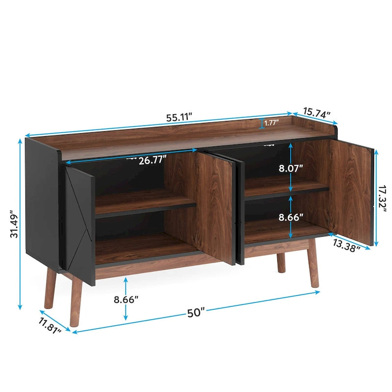 Küchen-Sideboard, Buffetschrank und Buffet-Tisch mit Stauraum