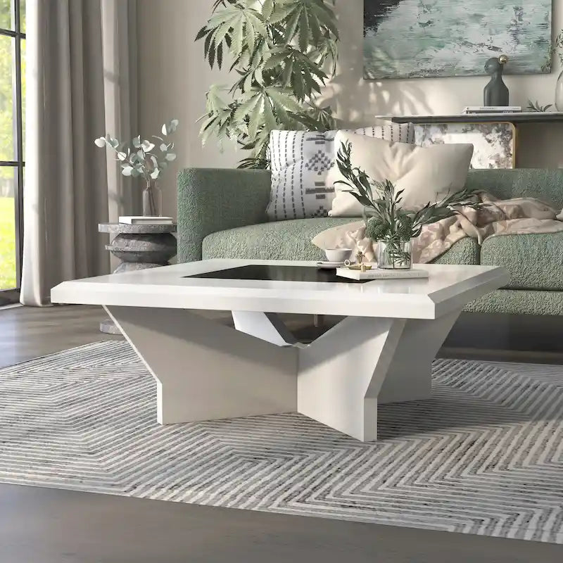 Ameena moderne salontafel met glazen inzetblad van Furniture of America