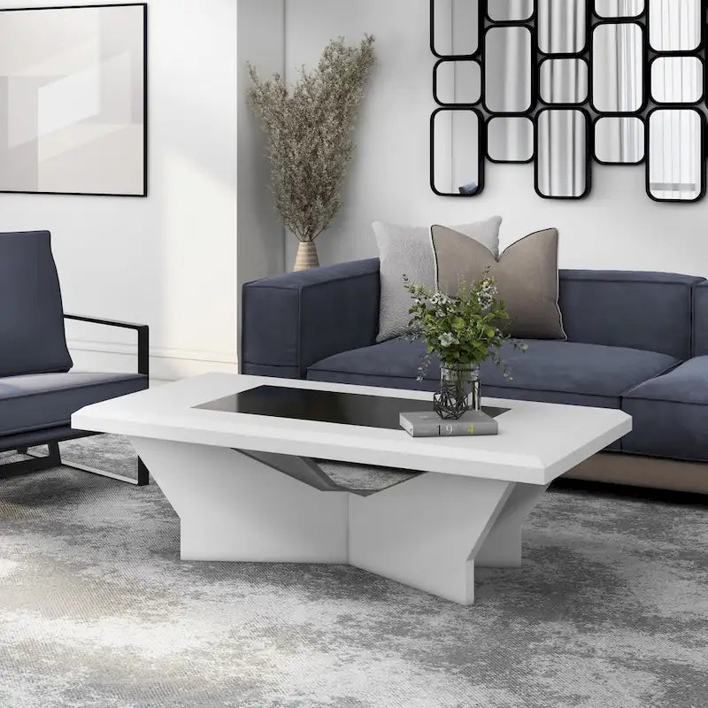 Ameena moderne salontafel met glazen inzetblad van Furniture of America