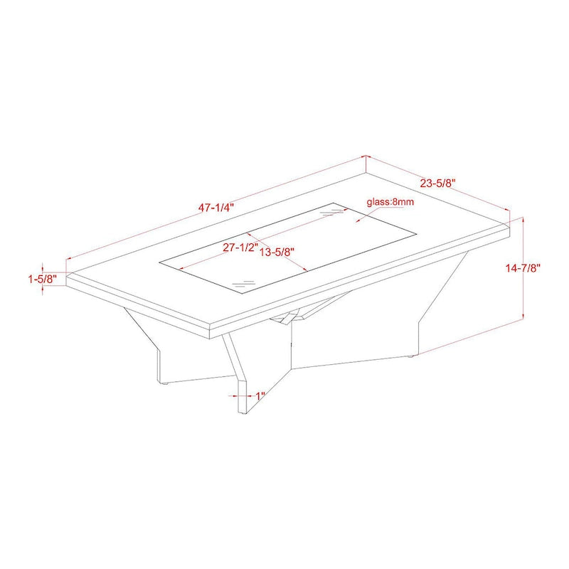 Ameena moderne salontafel met glazen inzetblad van Furniture of America