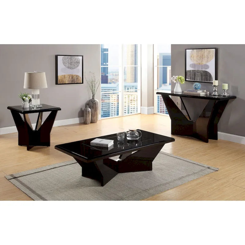 Ameena moderne salontafel met glazen inzetblad van Furniture of America