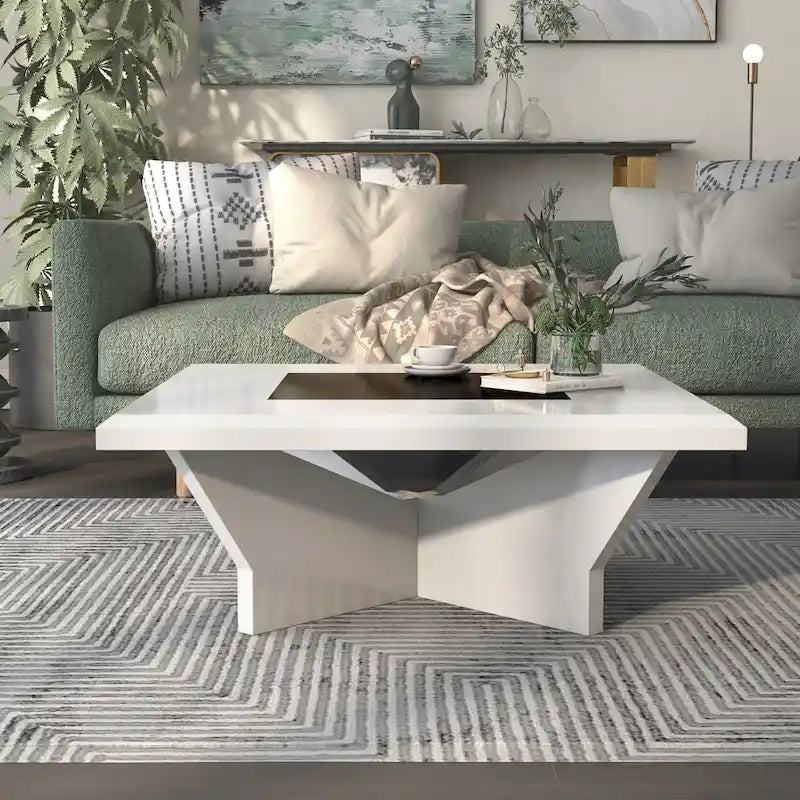 Ameena moderne salontafel met glazen inzetblad van Furniture of America