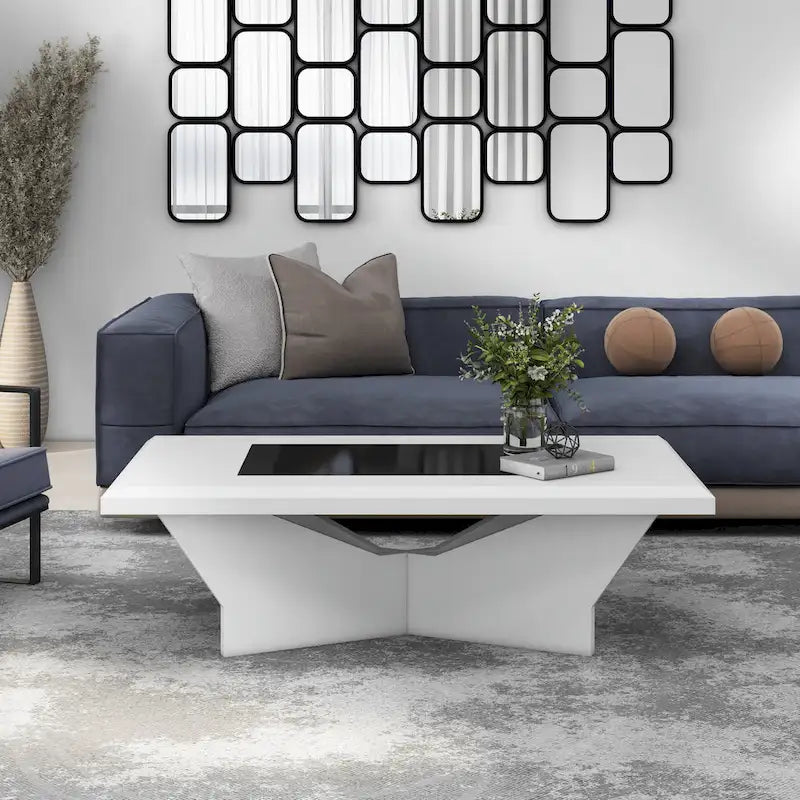 Ameena moderne salontafel met glazen inzetblad van Furniture of America