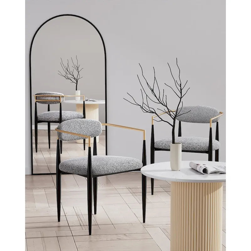 Morden Fort moderne Bouclé-Esszimmerstühle, Samt-Armlehnstühle, 2er-Set