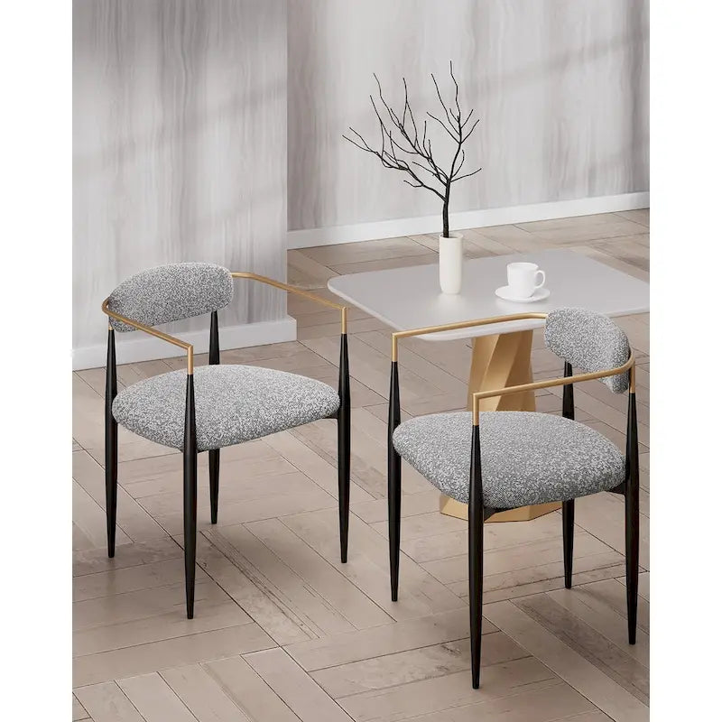 Morden Fort moderne Bouclé-Esszimmerstühle, Samt-Armlehnstühle, 2er-Set