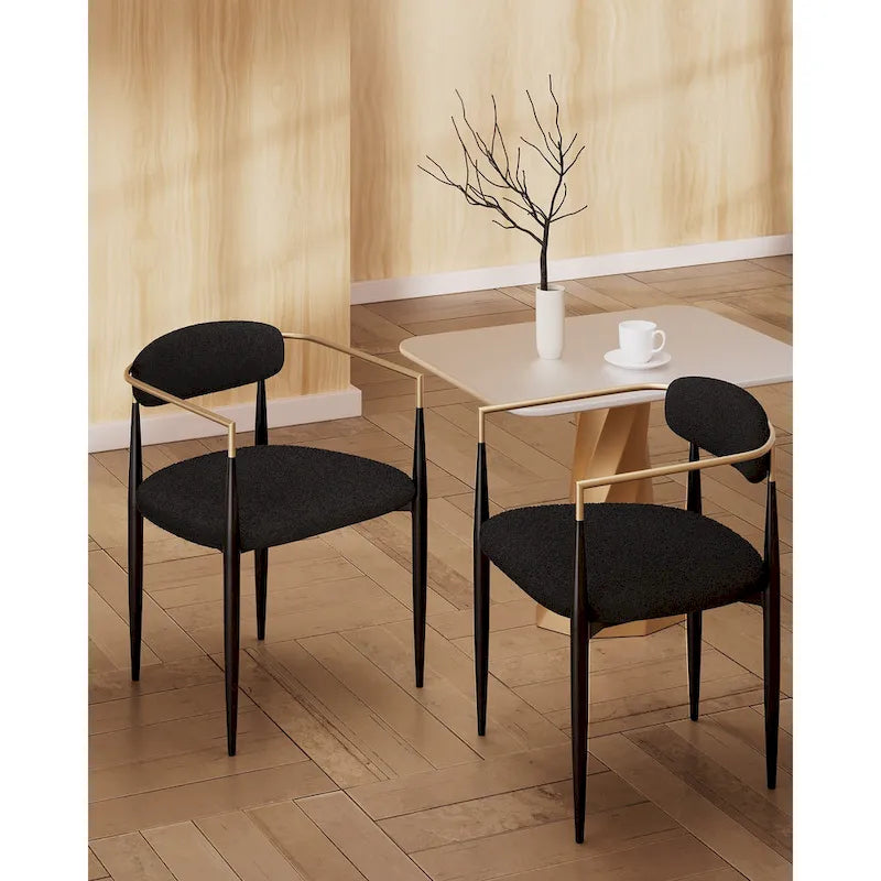 Morden Fort moderne Bouclé-Esszimmerstühle, Samt-Armlehnstühle, 2er-Set