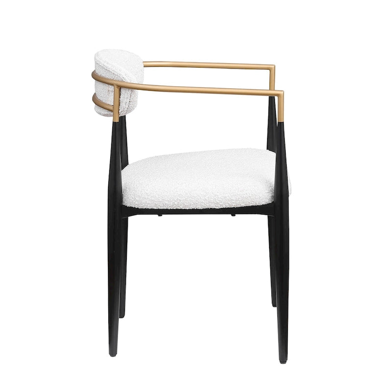 Morden Fort moderne Bouclé-Esszimmerstühle, Samt-Armlehnstühle, 2er-Set