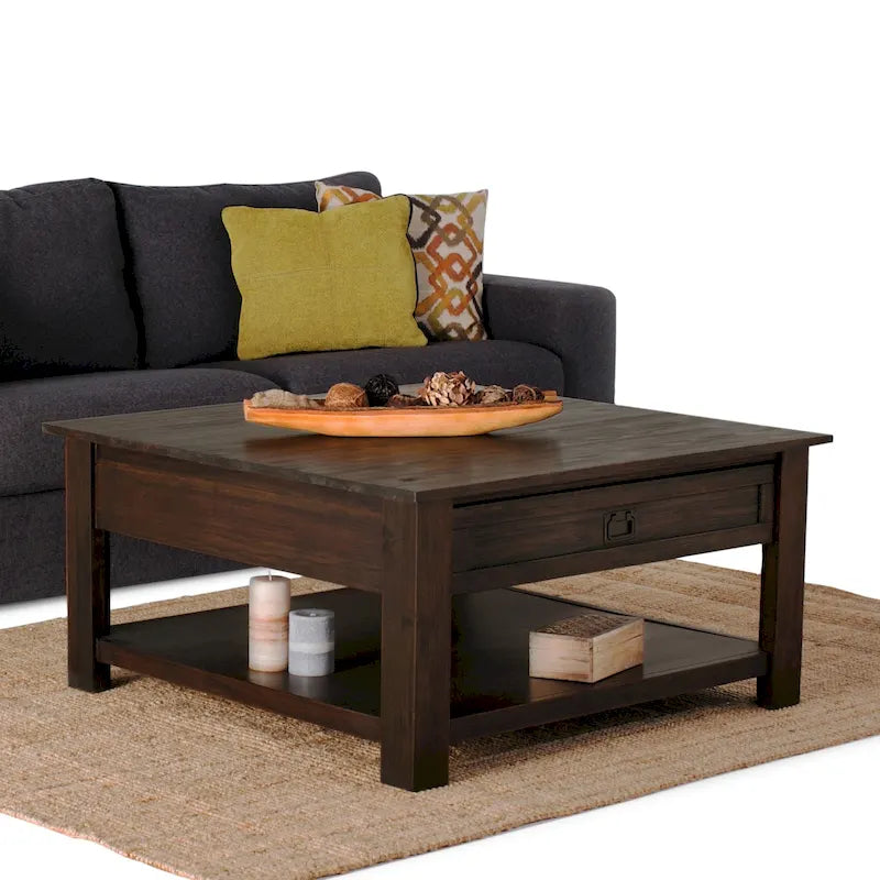 WYNDENHALL Garret vierkante rustieke salontafel van massief acaciahout, 38 inch breed - 38 W x 38 D x 19 H