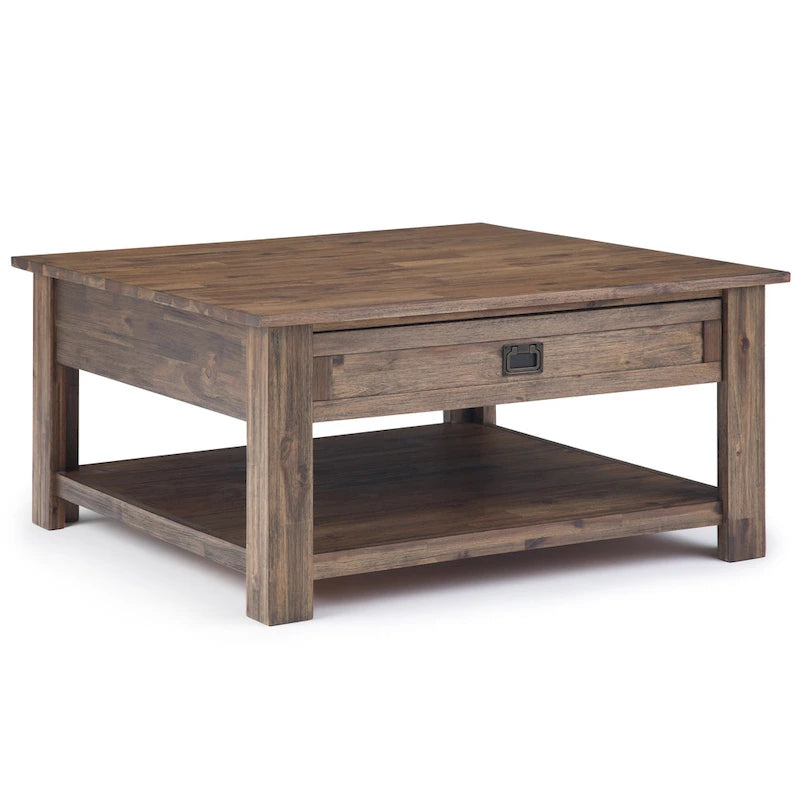 WYNDENHALL Garret vierkante rustieke salontafel van massief acaciahout, 38 inch breed - 38 W x 38 D x 19 H