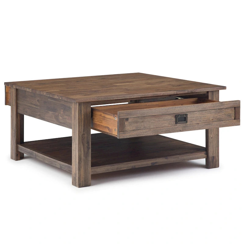 WYNDENHALL Garret vierkante rustieke salontafel van massief acaciahout, 38 inch breed - 38 W x 38 D x 19 H