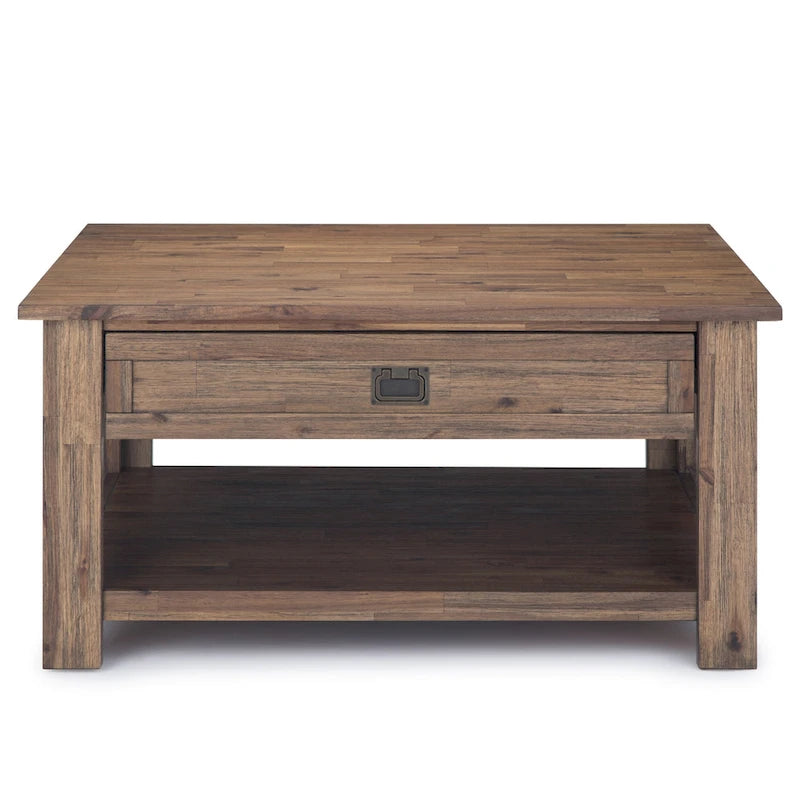 WYNDENHALL Garret vierkante rustieke salontafel van massief acaciahout, 38 inch breed - 38 W x 38 D x 19 H